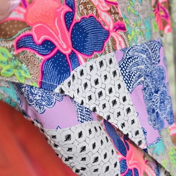 Victoria’s Secret Bali Patchwork Floral Print Lace Hem Open Robe Kimono XS/S - Picture 5 of 6